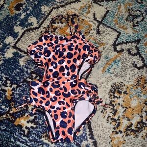Cat & Jack 18 months cheetah swim suit with cutouts EUC